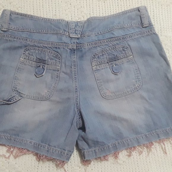 London Jean Denim Jean Shorts Cutoffs W/Pink Thread SZ-10 (T-395) - Picture 7 of 8
